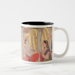 Radha und Krishna gesetzt in einer Waldung, Kulu Zweifarbige Tasse