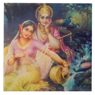 Radha und Krishna Keramikfliese