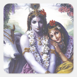 Radha und Krishna Quadratischer Aufkleber