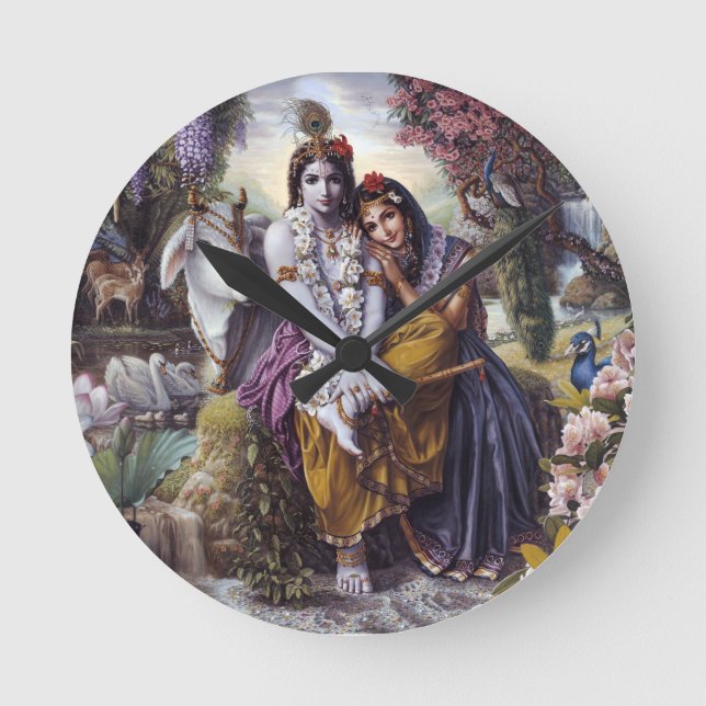 Radha und Krishna Runde Wanduhr (Vorderseite)