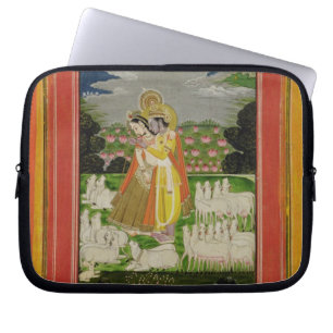Radha und Krishna Umarmung in einem idealisierten Laptopschutzhülle