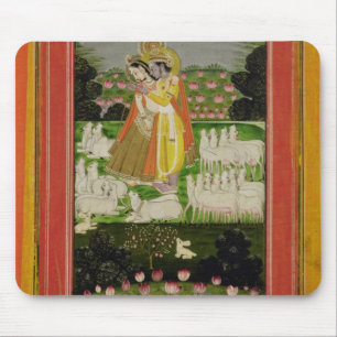 Radha und Krishna Umarmung in einem idealisierten Mousepad