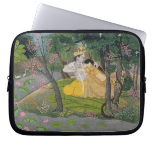 Radha und Krishna Umarmung in einer Waldung des Laptopschutzhülle