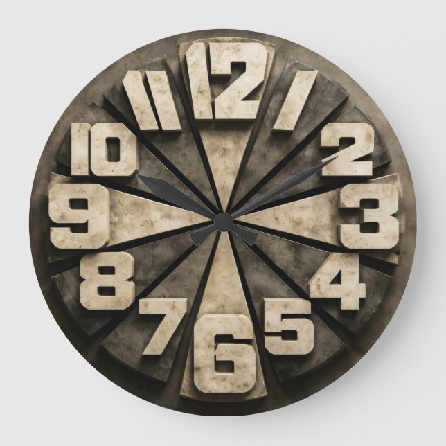 Radial Block Numeral Große Wanduhr (Vorderseite)