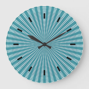 Radial Circular Weaving Pattern - Teal Round Clock Große Wanduhr