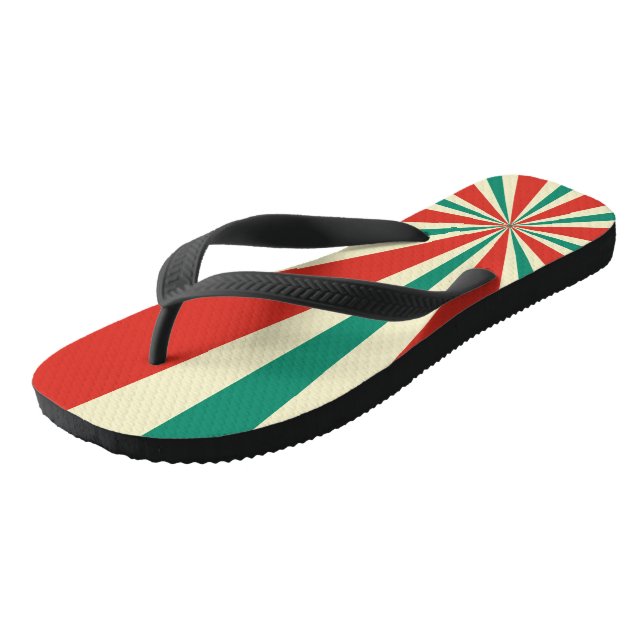 Radial Verde, Rojo y Crema Flip Flops (Schrägansicht)