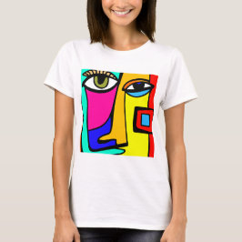 Radialausdruck: Abstraktes T-Shirt mit bunten Gesi