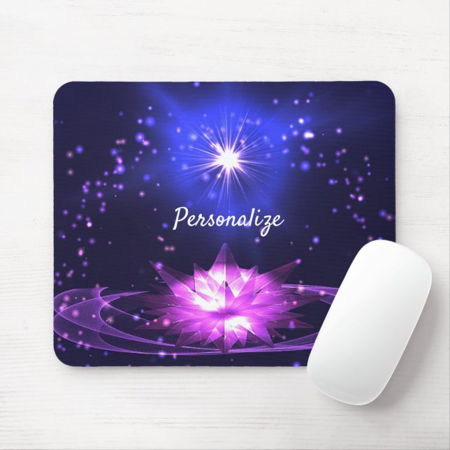 Radiale Lila Crystal Lotus Stars personalisieren Mousepad (Mit Mouse)
