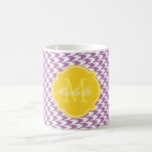 Radiale Orchid-Hahnentrittmuster-Monogramm-Tasse Tasse
