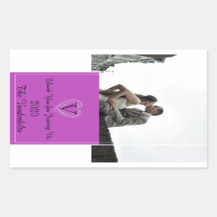 Radiale Orchid Monogramm Weinflasche Rechteckiger Aufkleber