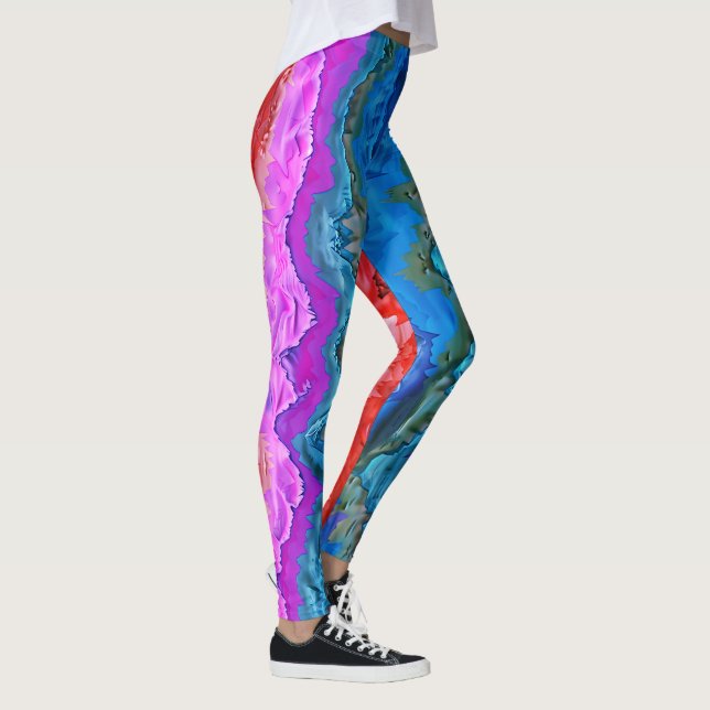"Radiale Reflektion" Farbenfrohe Abstrakte Kunst Leggings (Rechts)