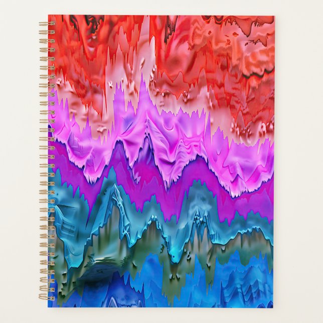 "Radiale Reflektion" Farbenfrohe Abstrakte Kunst Planer (Vorderseite)