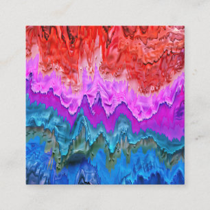 "Radiale Reflektion" Farbenfrohe Abstrakte Kunst Quadratische Visitenkarte