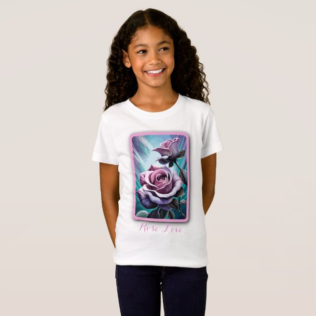 Radiale Rose: Perfekt rosa und Lila Petalen T-Shirt (Vorne ganz)