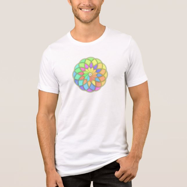 Radiales Blütenblatt-Geometrisches Design Tri-Blend Shirt (Vorderseite)