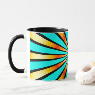 Radiales Muster Grün gelb schwarz Tasse