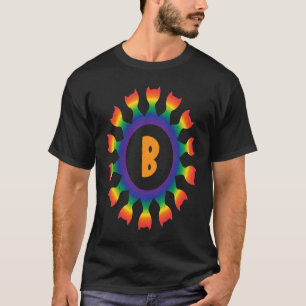 Radiales Regenbogenkatzen-Monogramm B T-Shirt