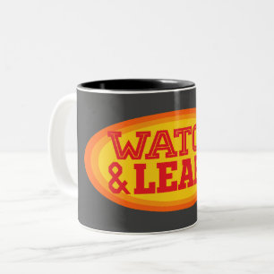 Radialoval ansehen und lernen zweifarbige tasse