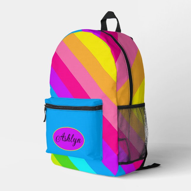 Radialstreifen Bedruckter Rucksack (Rückseitige Ecke Rechts)