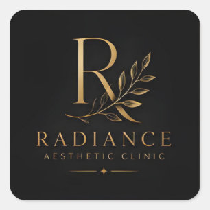 Radiance Aesthetic Clinic Luxury Ginkgo Logo Quadratischer Aufkleber