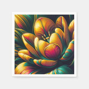 Radiant Abstrakt Tulip Bloom Serviette