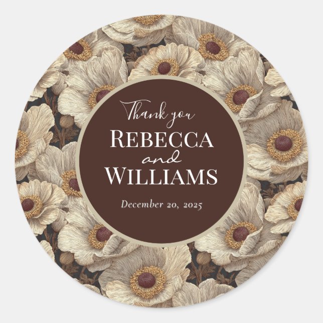 Radiant Anemones Garden Garden Wedding Runder Aufkleber (Vorderseite)