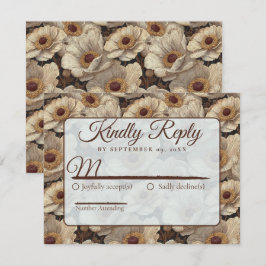 Radiant Anemones Themed Barn Wedding RSVP Karte