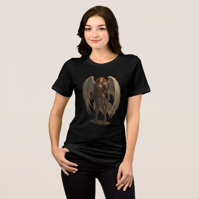 Radiant Angel Warrior in Gold Armor Tri-Blend Shirt (Vorderseite voll)