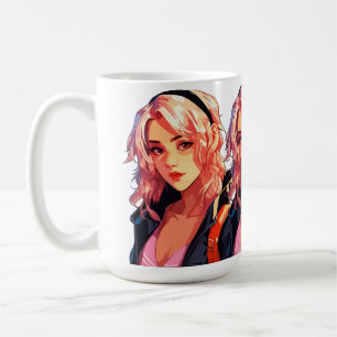 Radiant Anime Girl: Schöne Manga Kunst Kaffeetasse