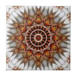 Radiant Bird Feather Kaleidoscope Mandala Tile Fliese