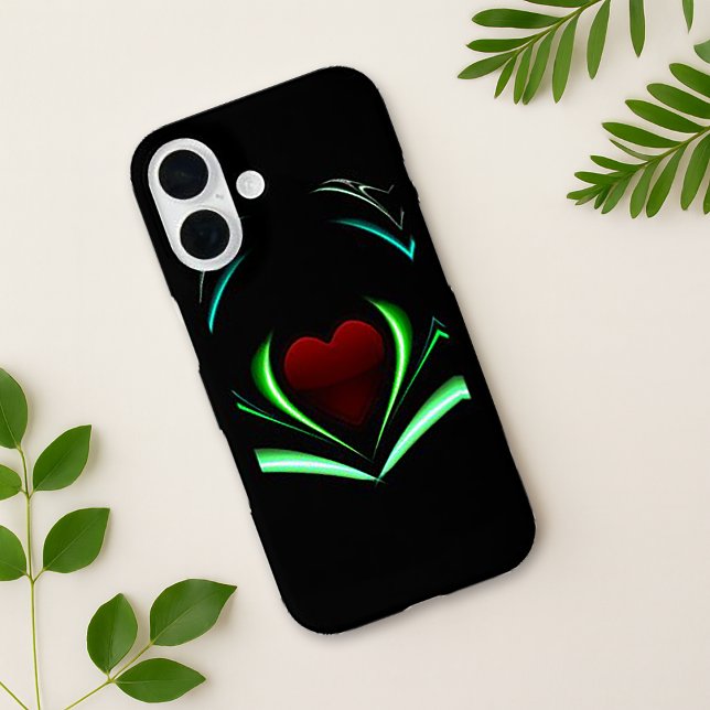 Radiant Black Neon Heart Energy Wings Case-Mate iPhone Hülle (Von Creator hochgeladen)