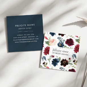 Radiant Bloom   Botanisches Muster Quadratische Visitenkarte