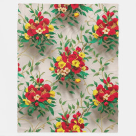 Radiant Bloom: Eine lebendige rote und gelbe Blüte Fleecedecke