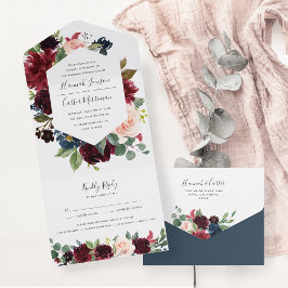 Radiant Bloom Floral Frame Wedding All In One Einladung