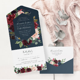Radiant Bloom Floral Frame Wedding All In One Einladung