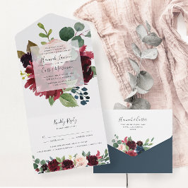 Radiant Bloom Floral Frame Wedding All In One Einladung
