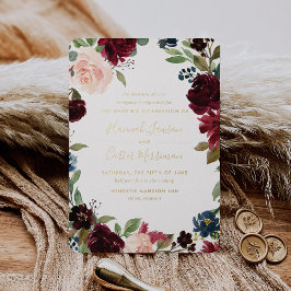 Radiant Bloom Floral Frame Wedding Folieneinladung