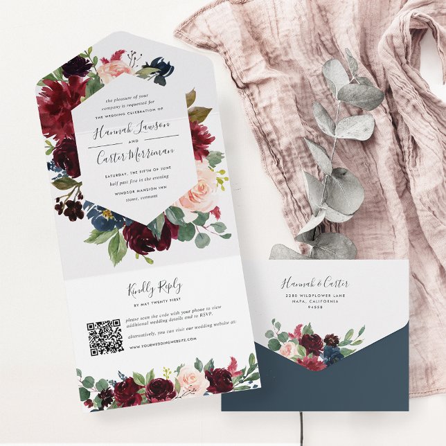 Radiant Bloom Floral Wedding QR Code All In One Einladung (Von Creator hochgeladen)