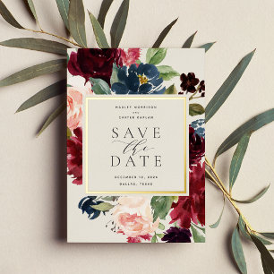 Radiant Bloom Folie Save the Date Karte