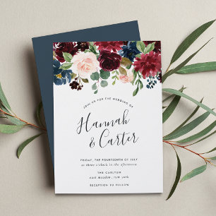Radiant Bloom   Jewel Tone Floral Wedding Einladung