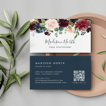 Radiant Bloom | Marine & Burgund Wasserfarbenflora