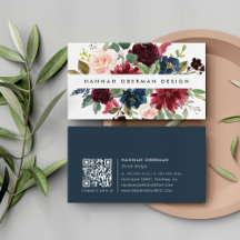 Radiant Bloom | Marine & Burgund Wasserfarbenflora