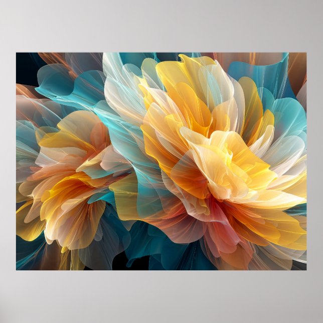 Radiant Bloom of Ethereal Petals in Light Poster (Vorne)