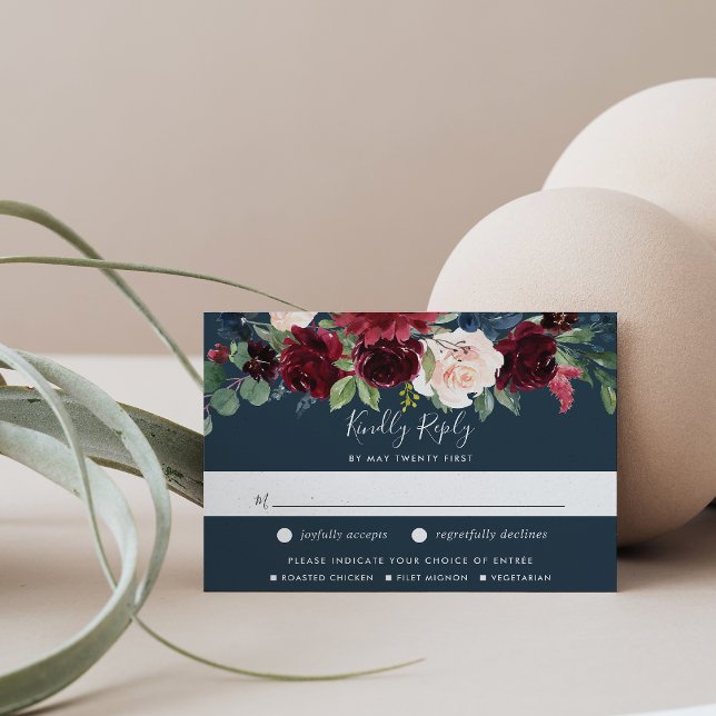 Radiant Bloom RSVP Card mit Essensauswahl (Von Creator hochgeladen)