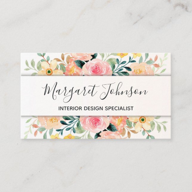Radiant Bloom Watercolor Floral Feminine Visitenkarte (Vorderseite)