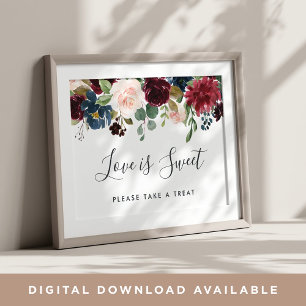 Radiant Bloom Wedding Dessert Bar Sign Poster