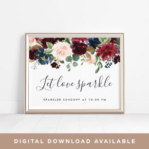 Radiant Bloom Wedding Sparkler Sendoff-Zeichen Poster