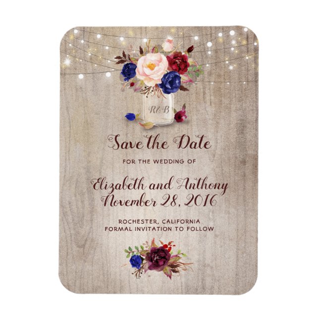 Radiant Blooms Mason Jar Rustic Save the Date Magnet (Vertikal)