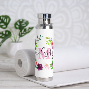 Radiant blooms wreath personalized  trinkflasche