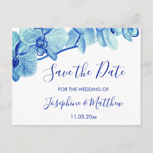 Radiant Blue Orchids Save the Date Ankündigungspostkarte